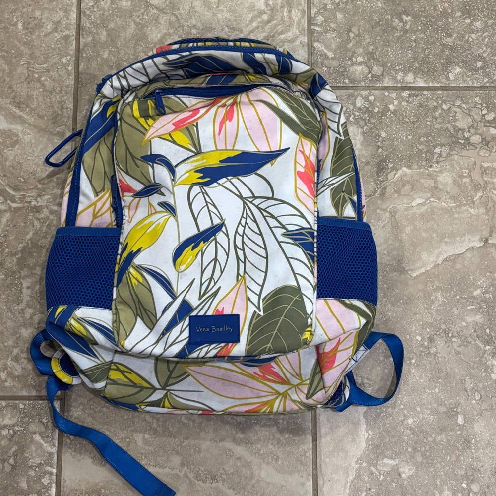 Vera‎ Bradley Lighten Up Journey Backpack Tropical Floral Blue Green Pink